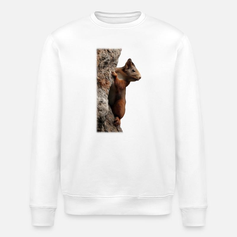 Curious squirrel on the tree trunk - Stanley/Stella ROLLER Unisex Organic Sweatshirt - white