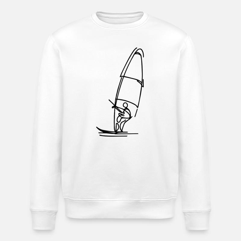 Windsurfer Zeichnung - Stanley/Stella Unisex Bio-Sweatshirt ROLLER - Weiß