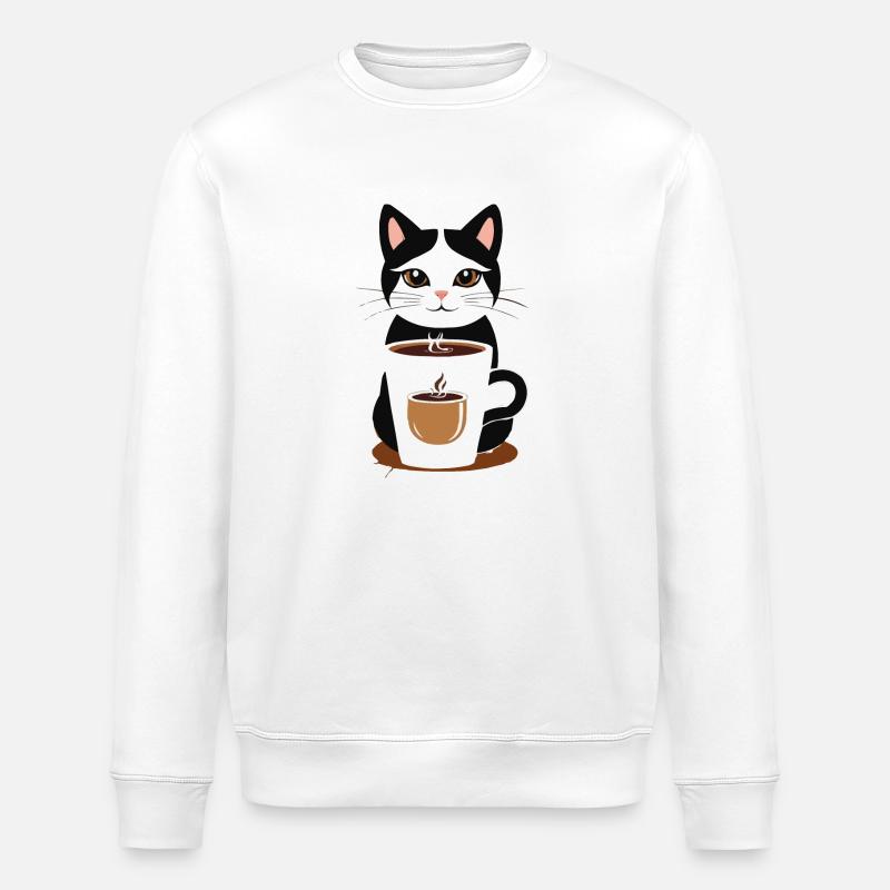 Café pour chat - Sweat bio ROLLER Stanley/Stella Unisexe - blanc
