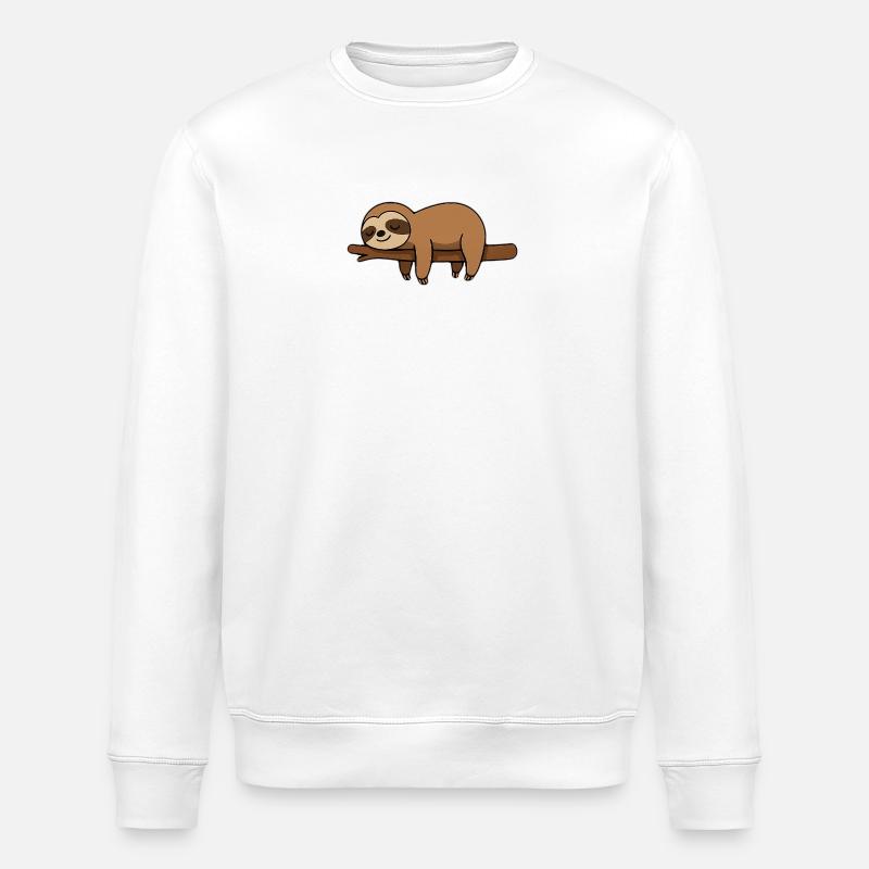 Schlafendes Faultier auf Ast - Stanley/Stella Unisex Bio-Sweatshirt ROLLER - Weiß