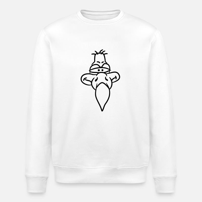 Funny cartoon comic Vulture head - Stanley/Stella ROLLER Unisex Organic Sweatshirt - white