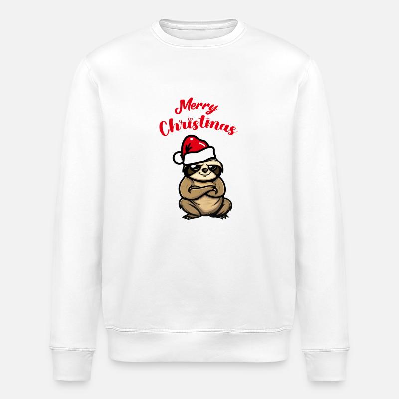 Faultier Weihnachten - Stanley/Stella Unisex Bio-Sweatshirt ROLLER - Weiß
