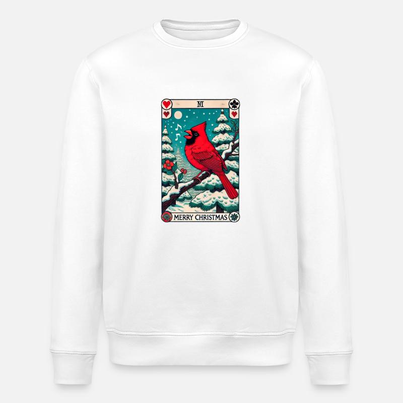 Cardinal rouge de Noël - Sweat bio ROLLER Stanley/Stella Unisexe - blanc