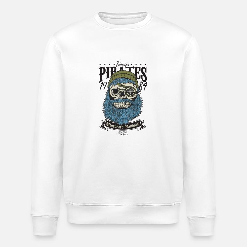 crâne pirate - Sweat bio ROLLER Stanley/Stella Unisexe - blanc