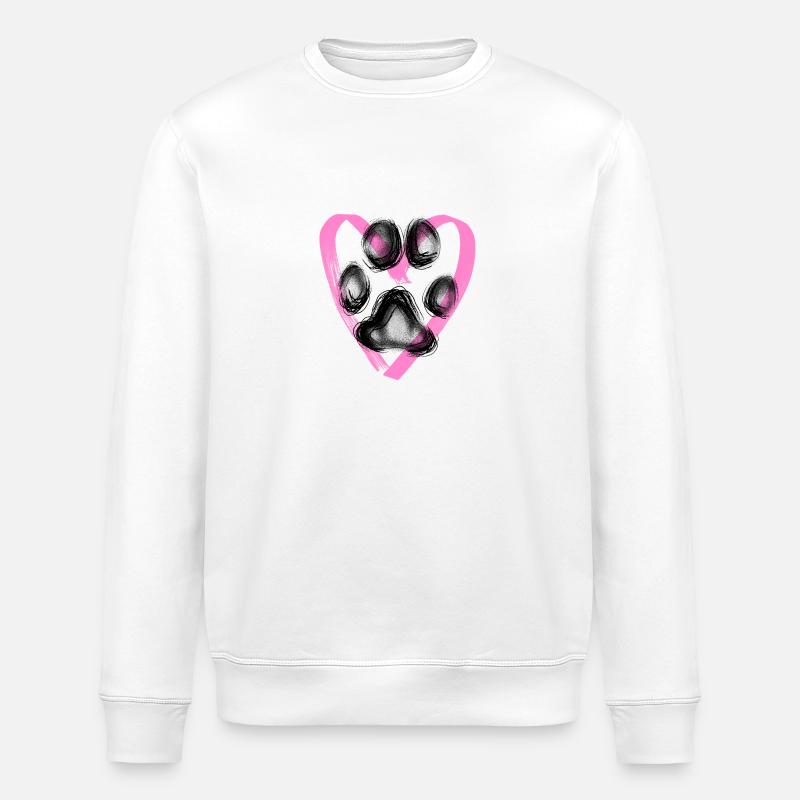 Pfotenabdruck mit Herz, pink - Stanley/Stella Unisex Bio-Sweatshirt ROLLER - Weiß