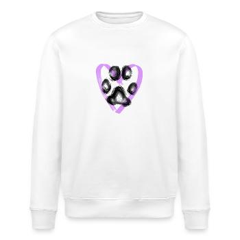 Pfotenabdruck mit Herz, lila - Stanley/Stella Unisex Bio-Sweatshirt ROLLER - Weiß - Vorne - Nik (191cm)