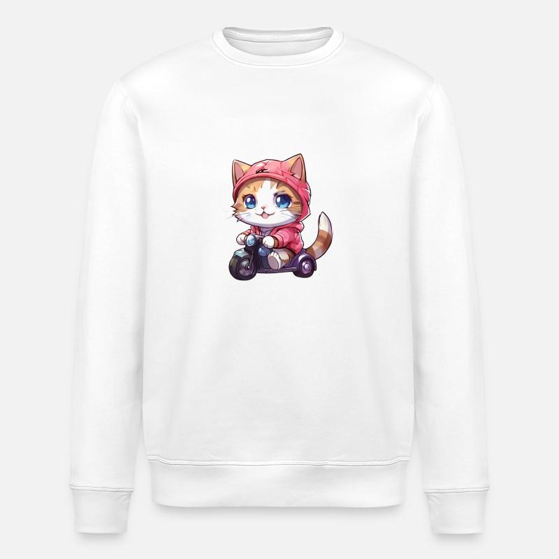 Moto Kätzchen - Stanley/Stella Unisex Bio-Sweatshirt ROLLER - Weiß