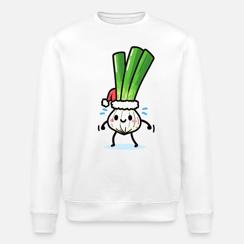 St. Nicholas Cute Spring Onion - Stanley/Stella ROLLER Unisex Organic Sweatshirt - white