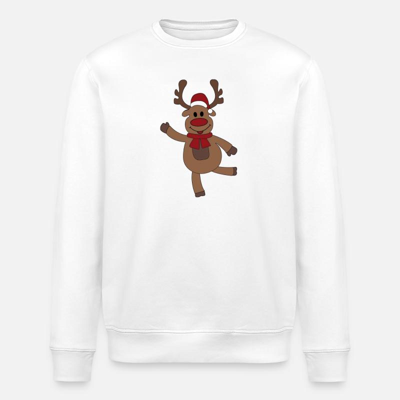Noël amusant avec l’orignal - Sweat bio ROLLER Stanley/Stella Unisexe - blanc