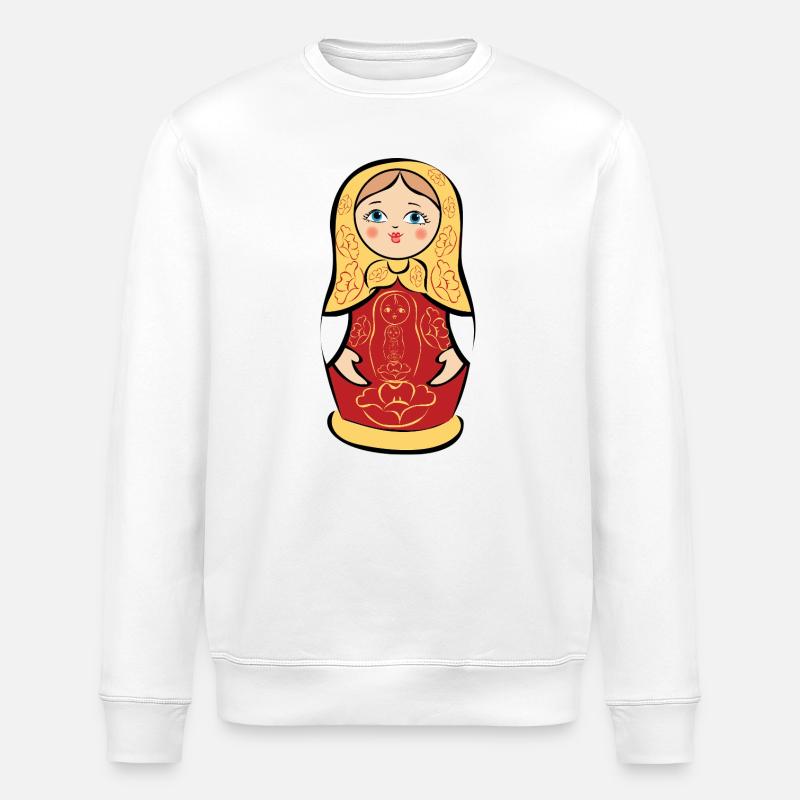 Matryoshka with floral pattern - Stanley/Stella ROLLER Unisex Organic Sweatshirt - white
