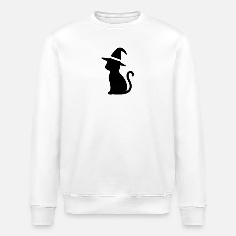 Chat avec chapeau de sorcière - Sweat bio ROLLER Stanley/Stella Unisexe - blanc