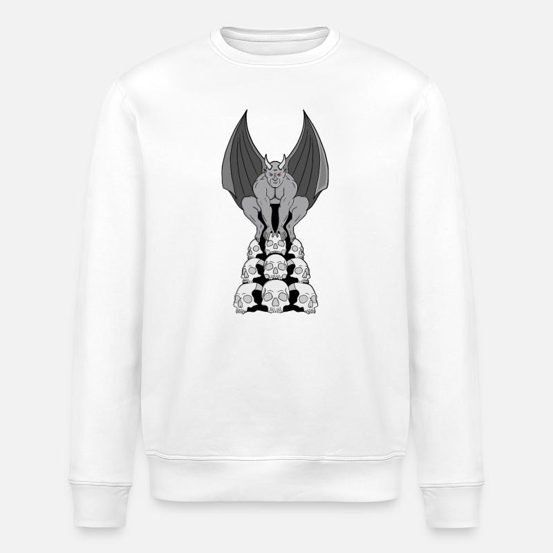 Démon gargouille sur crânes - Sweat bio ROLLER Stanley/Stella Unisexe - blanc