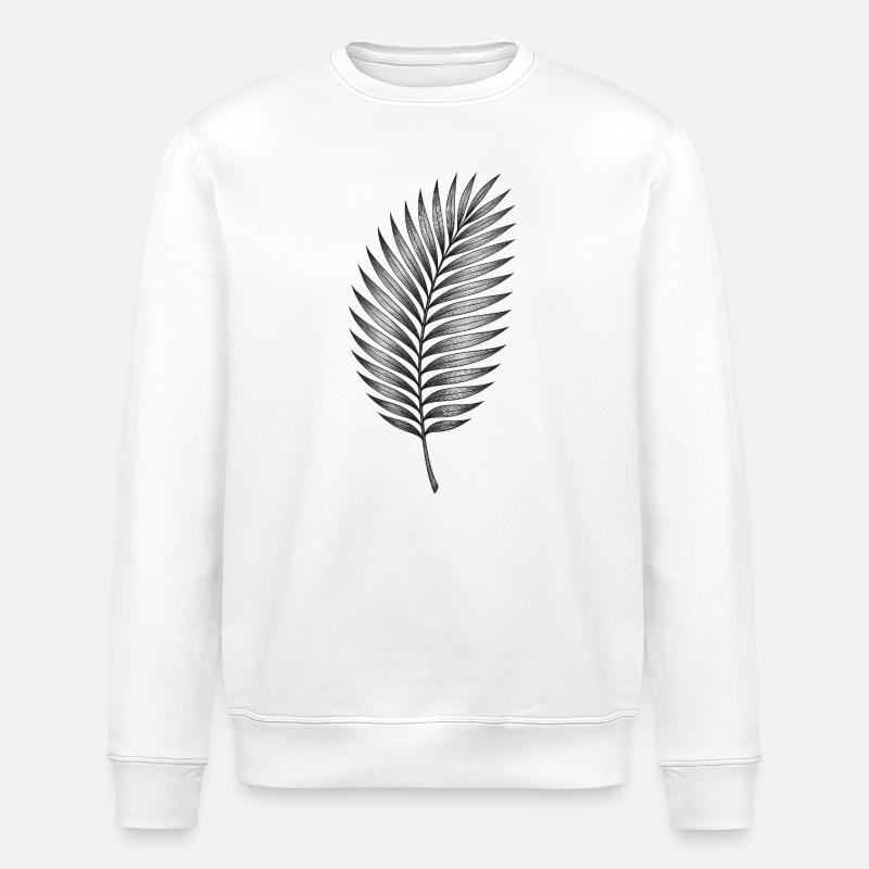 Black palm leaf pattern - Stanley/Stella ROLLER Unisex Organic Sweatshirt - white