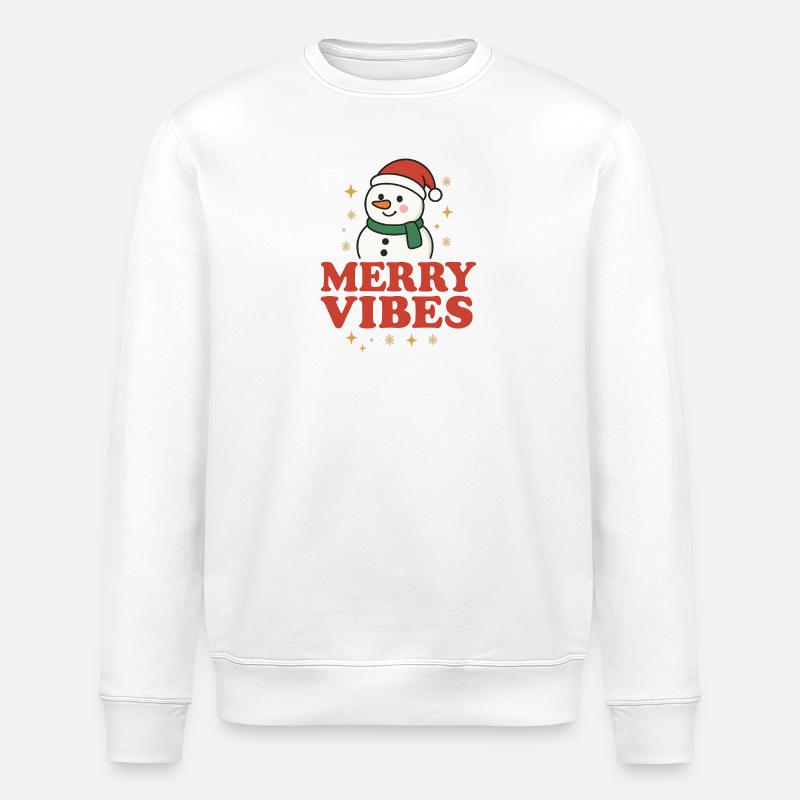 Merry Vibes Schneemann Design - Stanley/Stella Unisex Bio-Sweatshirt ROLLER - Weiß