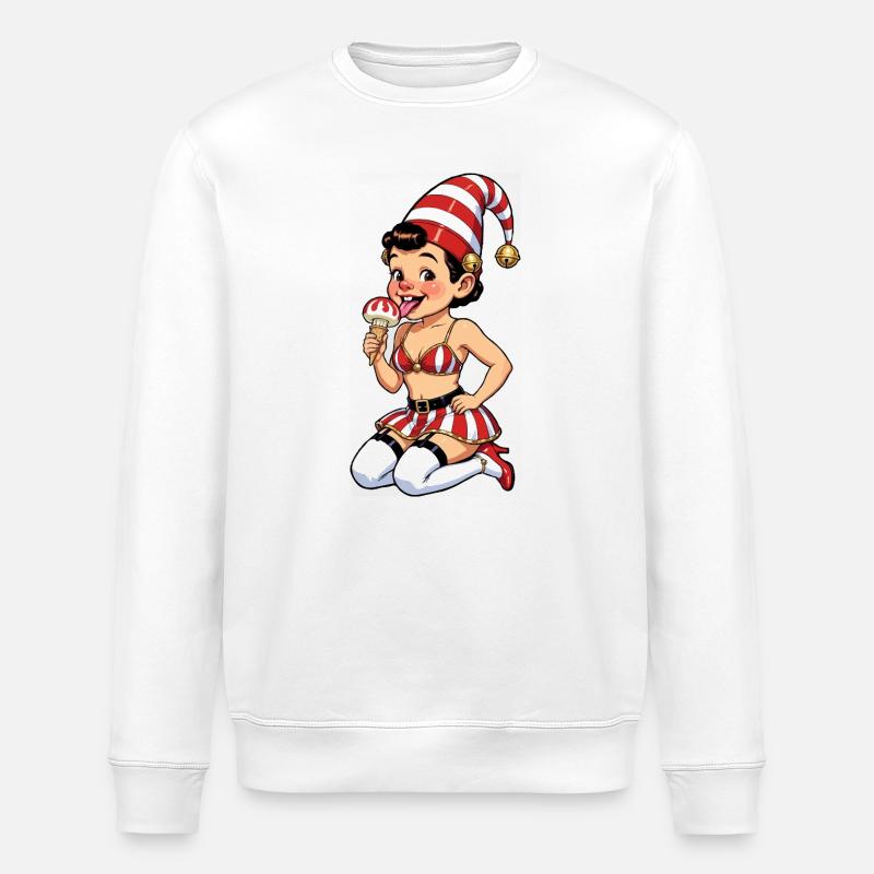 Leprechaun-Mädchen mit Eistüte - Stanley/Stella Unisex Bio-Sweatshirt ROLLER - Weiß
