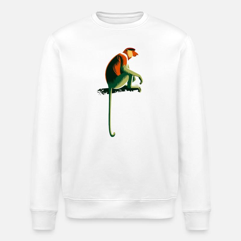 Proboscis monkey - Stanley/Stella ROLLER Unisex Organic Sweatshirt - white