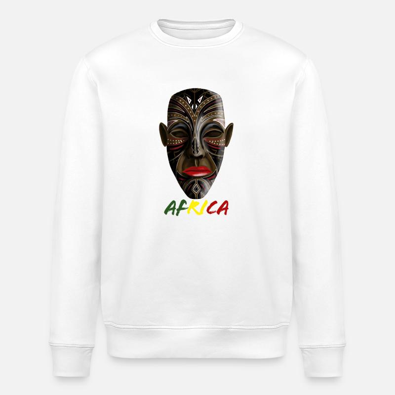 Afrikanische Maske - Stanley/Stella Unisex Bio-Sweatshirt ROLLER - Weiß