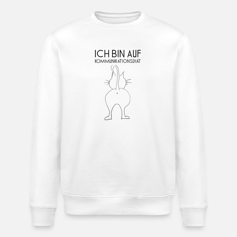 Kommunikationsdiät schwarz mit Katze - Stanley/Stella Unisex Bio-Sweatshirt ROLLER - Weiß