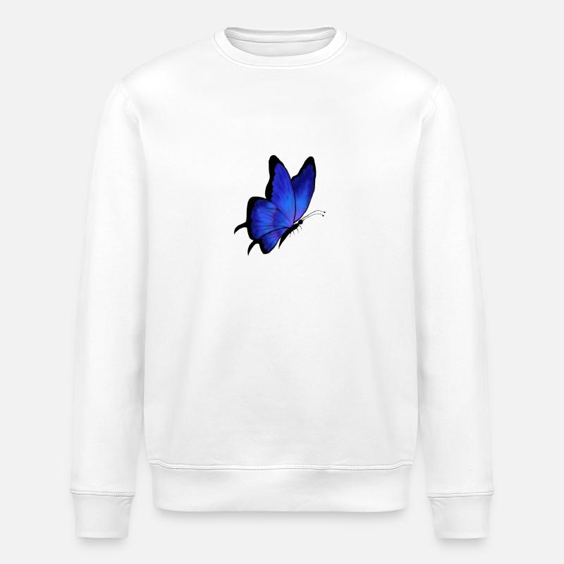 Papillon bleu - Sweat bio ROLLER Stanley/Stella Unisexe - blanc