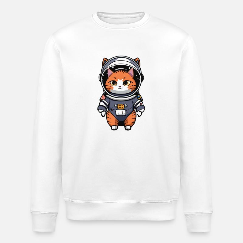 katze raumfahrt - Stanley/Stella Unisex Bio-Sweatshirt ROLLER - Weiß