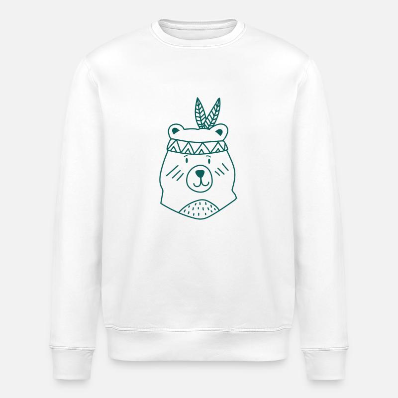 Bär Indianer - Stanley/Stella Unisex Bio-Sweatshirt ROLLER - Weiß