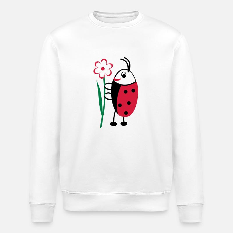 Ladybug with Flower - Stanley/Stella ROLLER Unisex Organic Sweatshirt - white