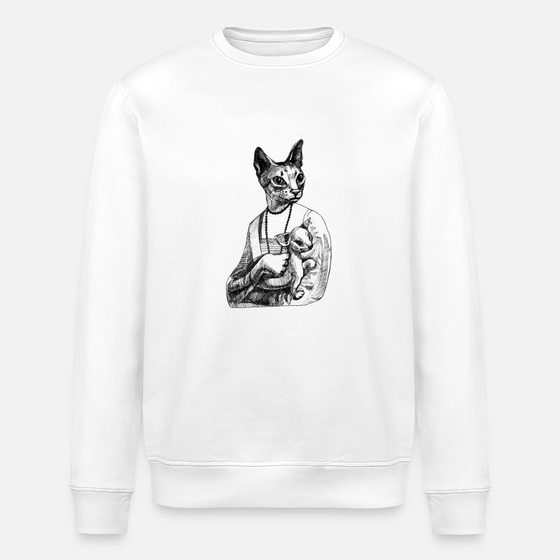 Majesty with kitty - Stanley/Stella Unisex Bio-Sweatshirt ROLLER - Weiß