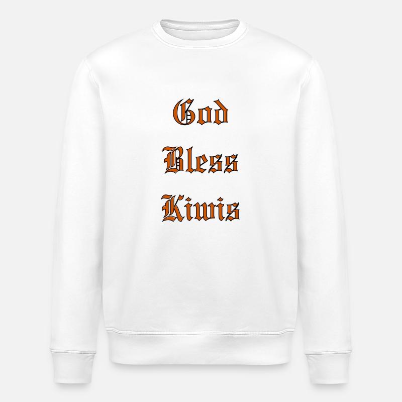 GodBlessKiwis - Stanley/Stella ROLLER Unisex Organic Sweatshirt - white