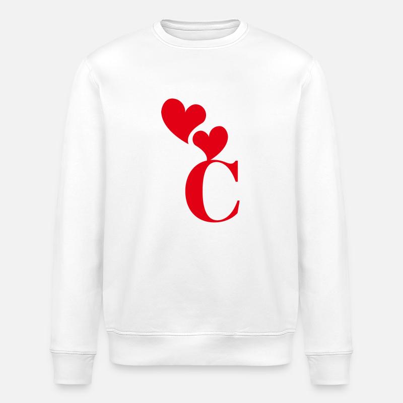 Lettre c cœur rouge - Sweat bio ROLLER Stanley/Stella Unisexe - blanc