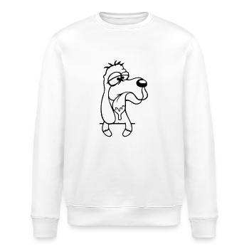 Hund Hinter Mauer Zaun Sabbert Spucke Zunge Lustig - Stanley/Stella Unisex Bio-Sweatshirt ROLLER - Weiß - Vorne - Nik (191cm)