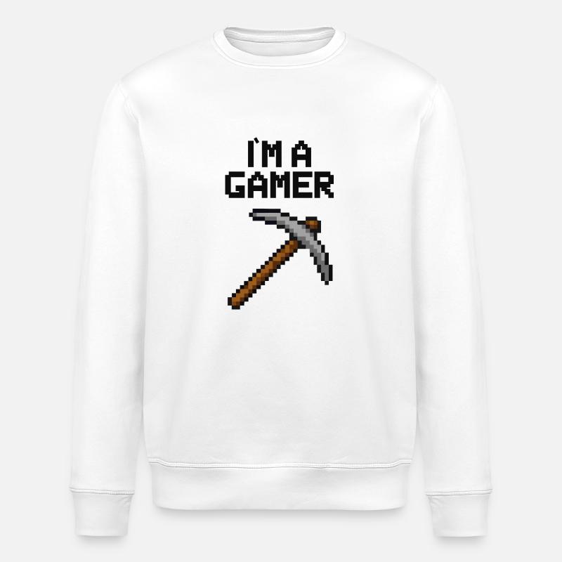 spitzhacke pixel gamer - Stanley/Stella Unisex Bio-Sweatshirt ROLLER - Weiß