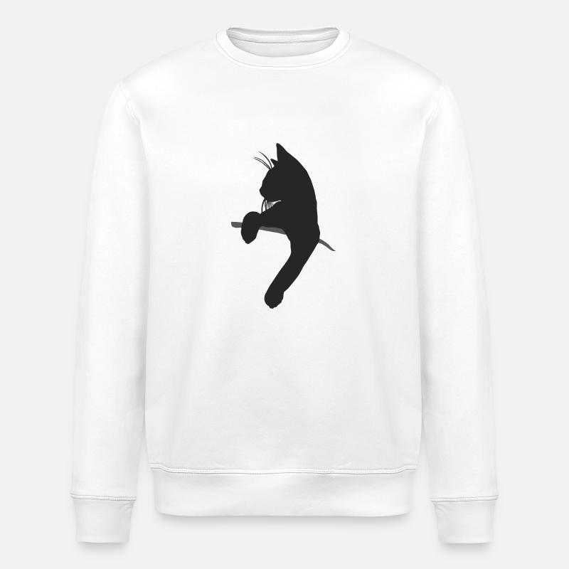 Witzige Katze in Tasche - Stanley/Stella Unisex Bio-Sweatshirt ROLLER - Weiß