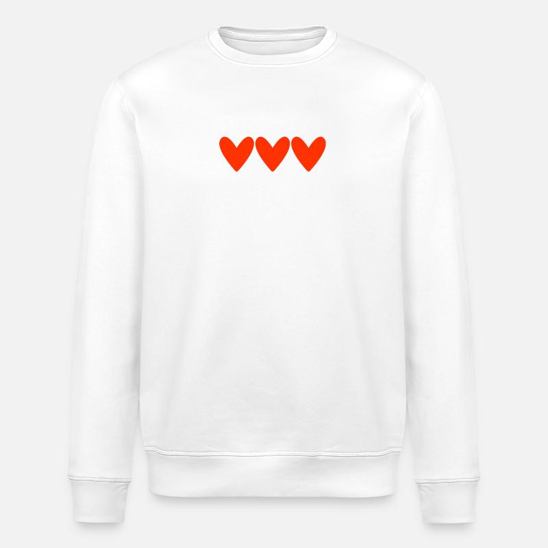 Stacked Hearts in Red Illustration Style - Stanley/Stella ROLLER Unisex Organic Sweatshirt - white
