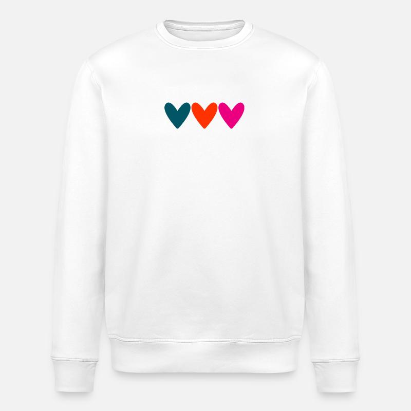 Lebendige bunte Herzen - Stanley/Stella Unisex Bio-Sweatshirt ROLLER - Weiß