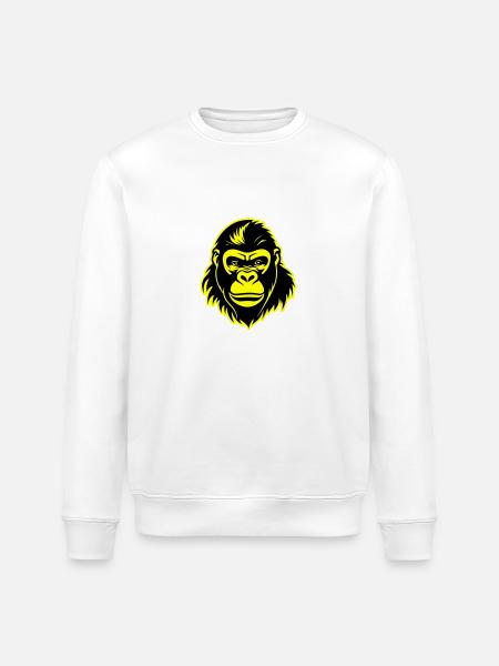 Gorilla Head - Stanley/Stella ROLLER Unisex Organic Sweatshirt - white