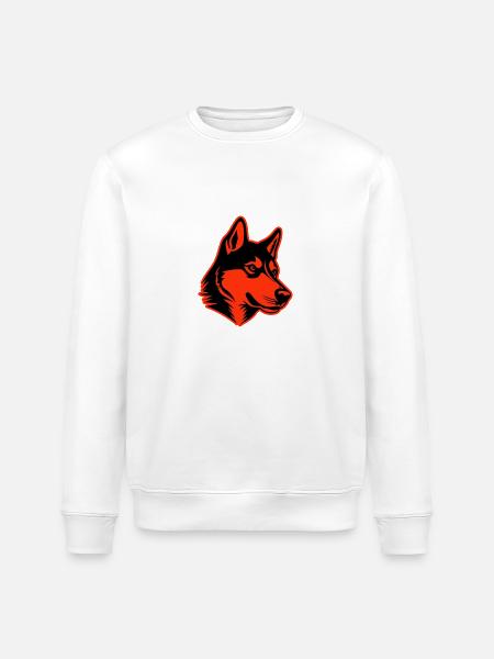 Husky Dog Head - Stanley/Stella ROLLER Unisex Organic Sweatshirt - white