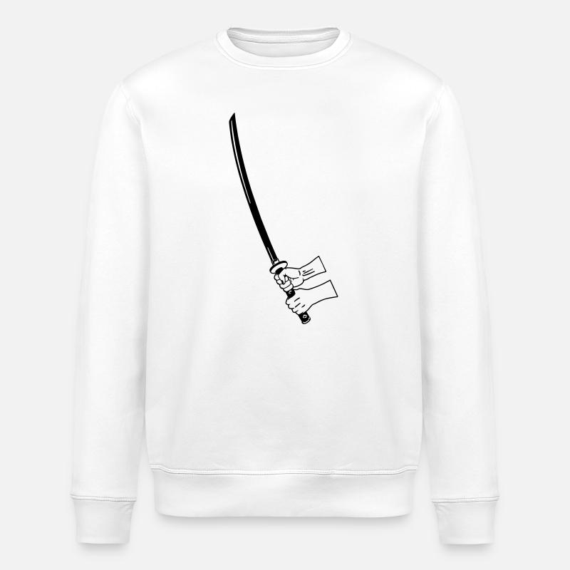 Samurai Busihdo katana with two hands - Stanley/Stella ROLLER Unisex Organic Sweatshirt - white