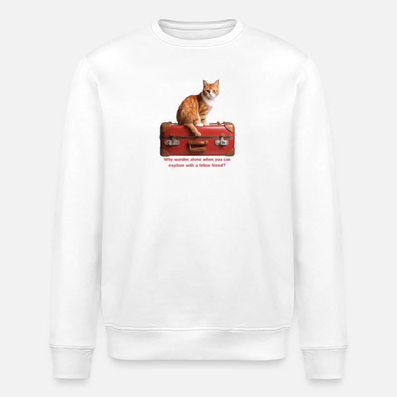 Chat de voyage #1 - Sweat bio ROLLER Stanley/Stella Unisexe - blanc