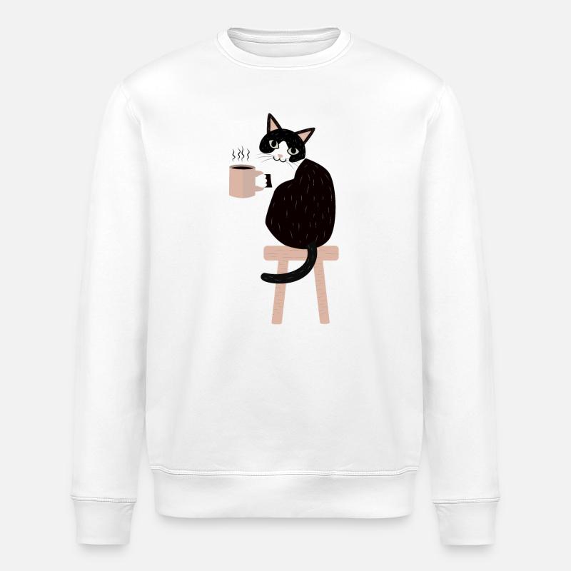 Pause café chat - Sweat bio ROLLER Stanley/Stella Unisexe - blanc