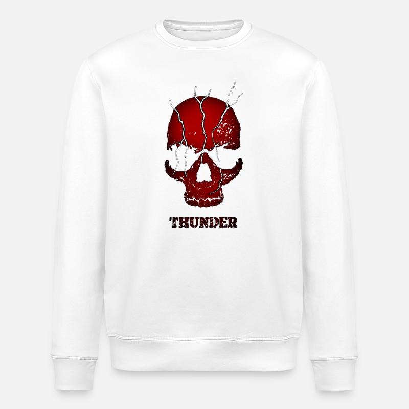 Exploding Thunder Skull - Stanley/Stella ROLLER Unisex Organic Sweatshirt - white