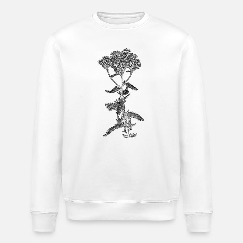 Illustration de fleur d’achillée millefeuille - Sweat bio ROLLER Stanley/Stella Unisexe - blanc