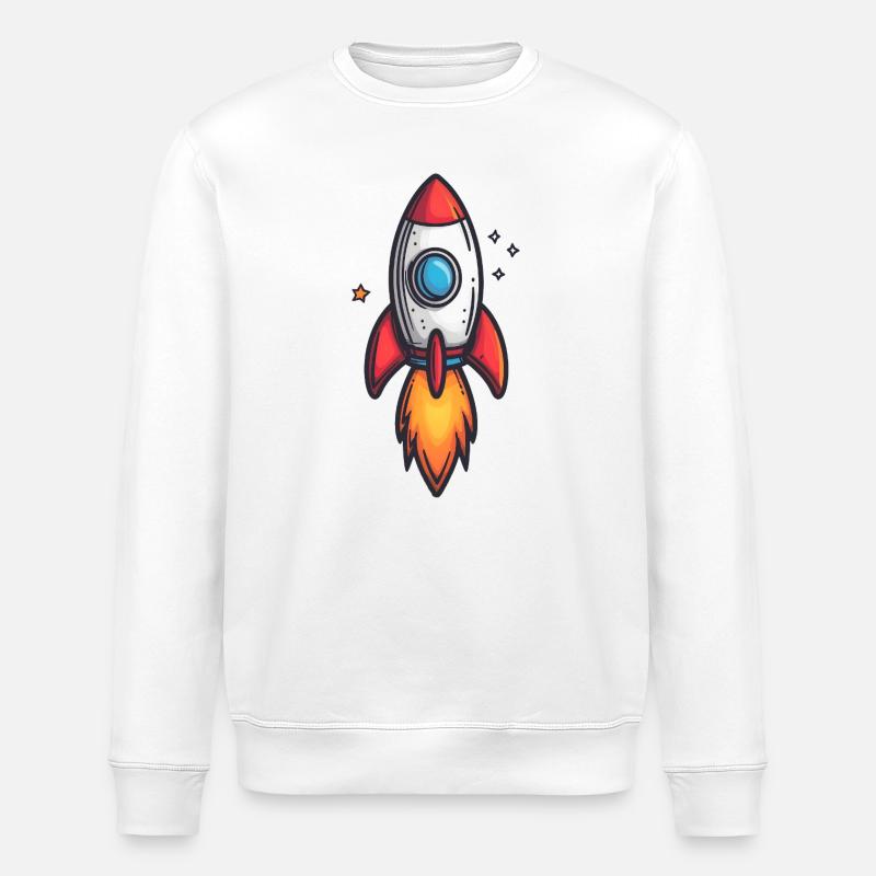 Dessin animé fusée feu vol - Sweat bio ROLLER Stanley/Stella Unisexe - blanc