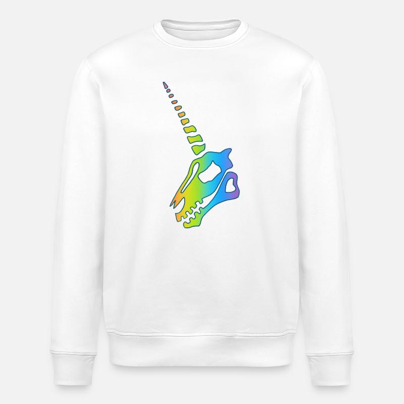Regenbogen Einhorn Schädel - Stanley/Stella Unisex Bio-Sweatshirt ROLLER - Weiß