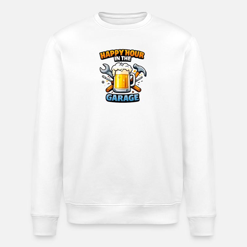 Motif du garage de l’heure heureuse - Sweat bio ROLLER Stanley/Stella Unisexe - blanc