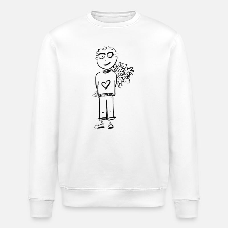 Junge mit Blumen / Comic - Stanley/Stella Unisex Bio-Sweatshirt ROLLER - Weiß
