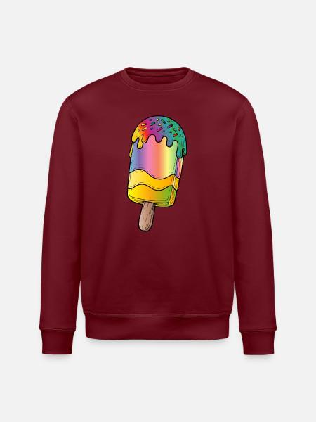 Rainbow Popsicle Cartoon Illustration - Stanley/Stella ROLLER Unisex Organic Sweatshirt - white