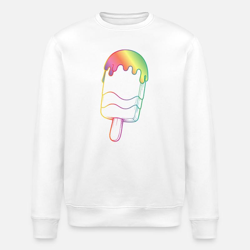 Regenbogen Eis Outline Neon Style  - Stanley/Stella ROLLER Unisex Organic Sweatshirt - white
