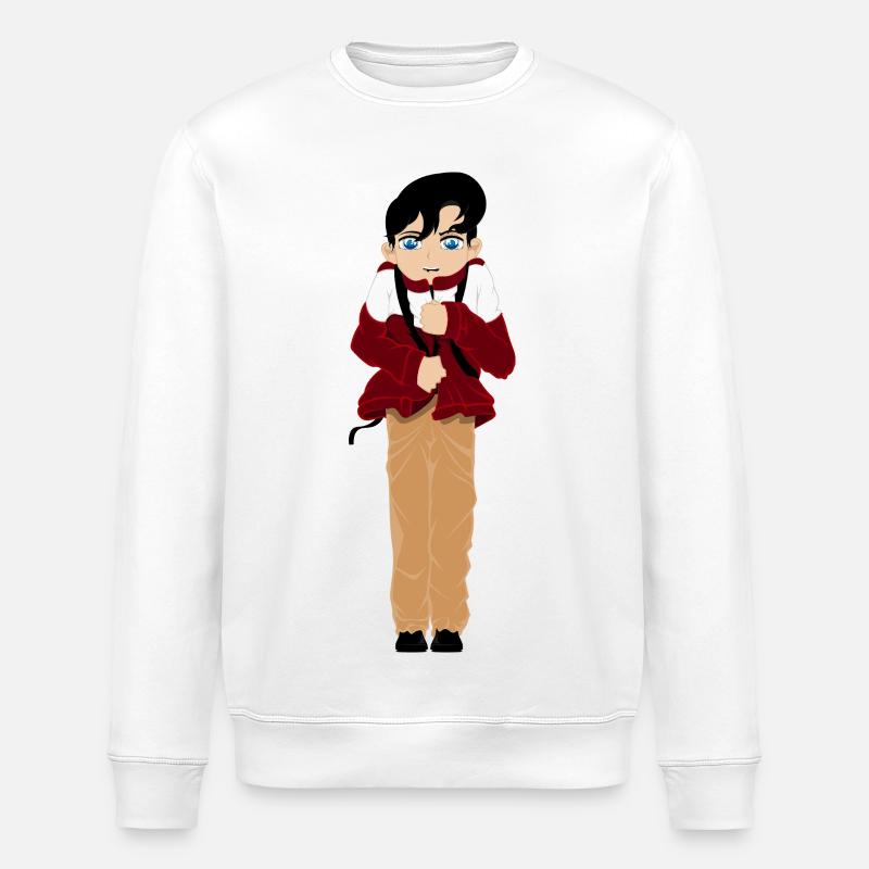 Anime-Figur mit rotem und beigem Fell - Stanley/Stella Unisex Bio-Sweatshirt ROLLER - Weiß