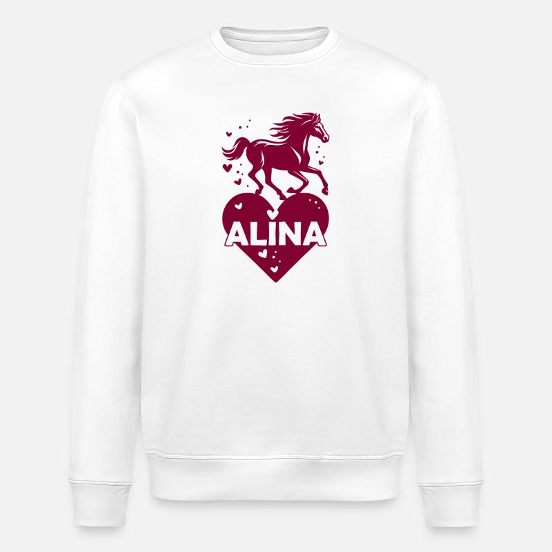 Alina Nom Prénom Pferdeherz - Sweat bio ROLLER Stanley/Stella Unisexe - blanc