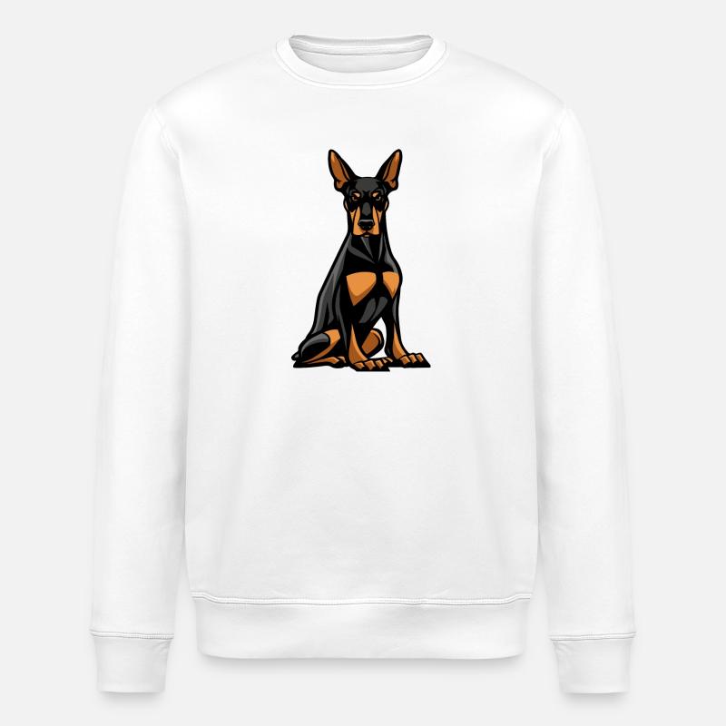 Dobermann Hund Comic - Stanley/Stella Unisex Bio-Sweatshirt ROLLER - Weiß